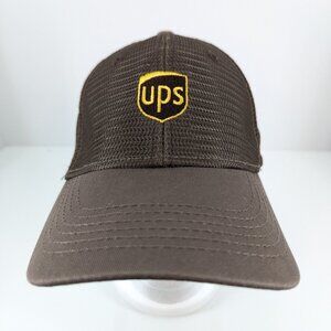 UPS Embroidered Logo Men Brown Mesh Back Adjustable Snapback Cap Hat